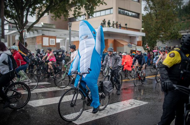 Portland Emergency World Naked Bike Ride Protest