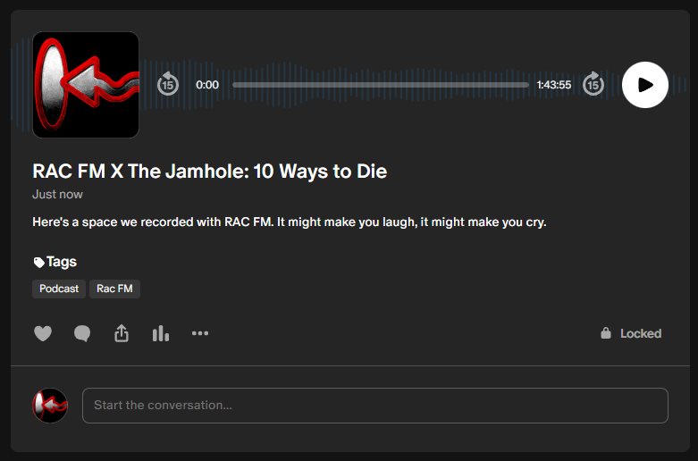 RAC FM X The Jamhole 10 ways to die